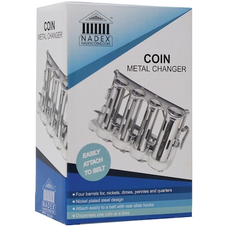 Nadex Coins 4-Barrel Steel Coin Dispenser Money Changer with Belt Clips NCC1-1110